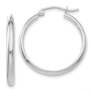 2.75mm x 25mm Polished 14k White Gold Domed Round Hoop Earrings